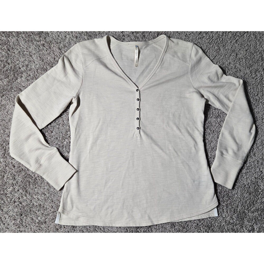 Kuhl Lola Henley Long Sleeve Cream Off White 3 button Thermal Womens Small